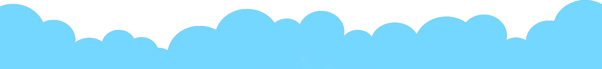 Sky with blue gradient and white clouds.