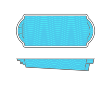 A drawing of a swimming pool on a white background.