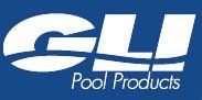 The logo for gli pool products is on a blue background.