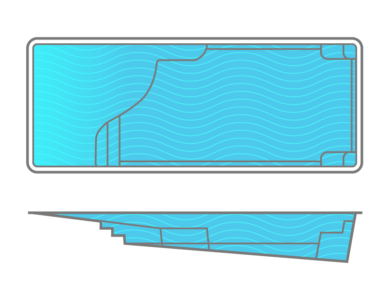 A drawing of a swimming pool on a white background.