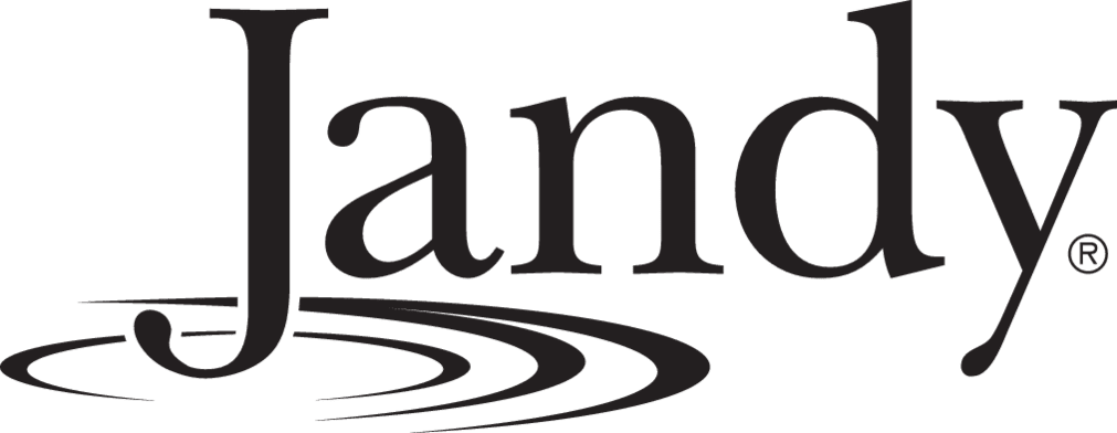 A black and white logo for a company called jandy.