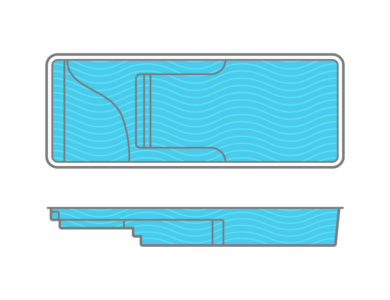 A drawing of a swimming pool on a white background.