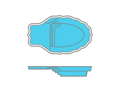 A drawing of a swimming pool on a white background.