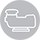 A white line drawing of a pump in a circle on a white background.