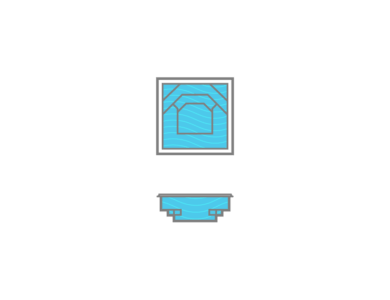 A drawing of a square swimming pool on a white background.