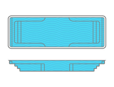 A drawing of a large swimming pool on a white background.