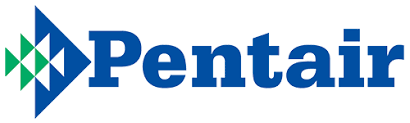 The pentair logo is blue and green with a green arrow pointing to the right.