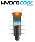A picture of a light bulb with the word hydro cool on it.