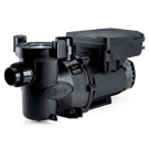 A black swimming pool pump on a white background.
