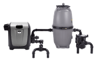 A picture of a swimming pool filter system.