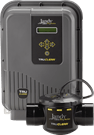 A black box with a remote control and a hose attached to it.