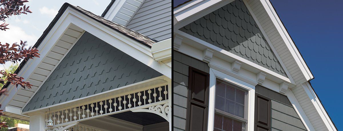 Available in Scallop, Octogon, and Half-Cove profiles, Cedar Impressions Perfection Shapes offer the architectural appeal of cedar siding accents without the expensive need of ongoing maintenance.