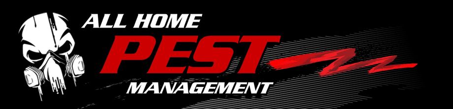 A logo for all home pest management with a skull on it