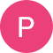 Pink circle with a white letter “P” icon