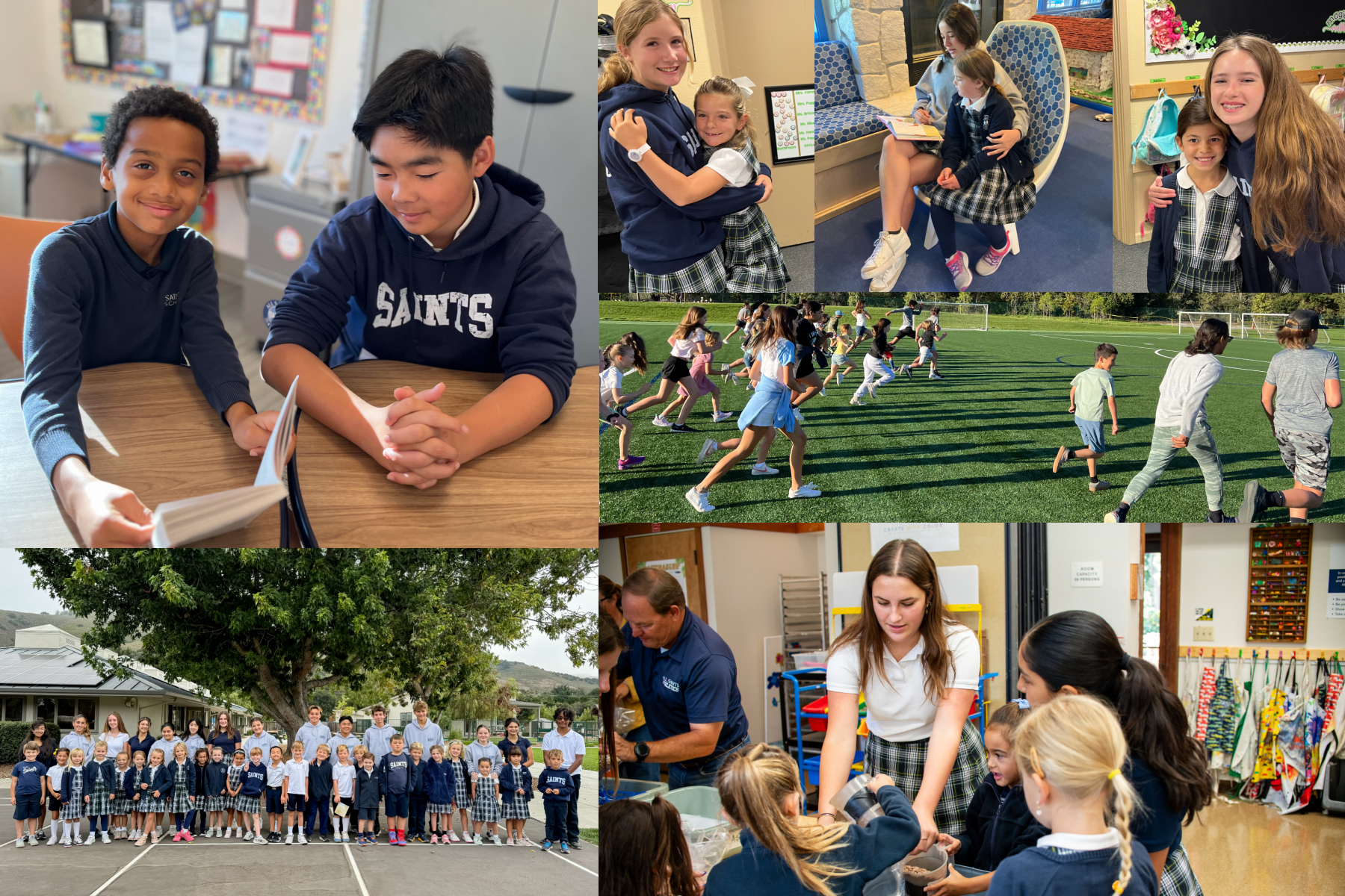 Students engaged in various school activities: sports, robotics, art, and science.