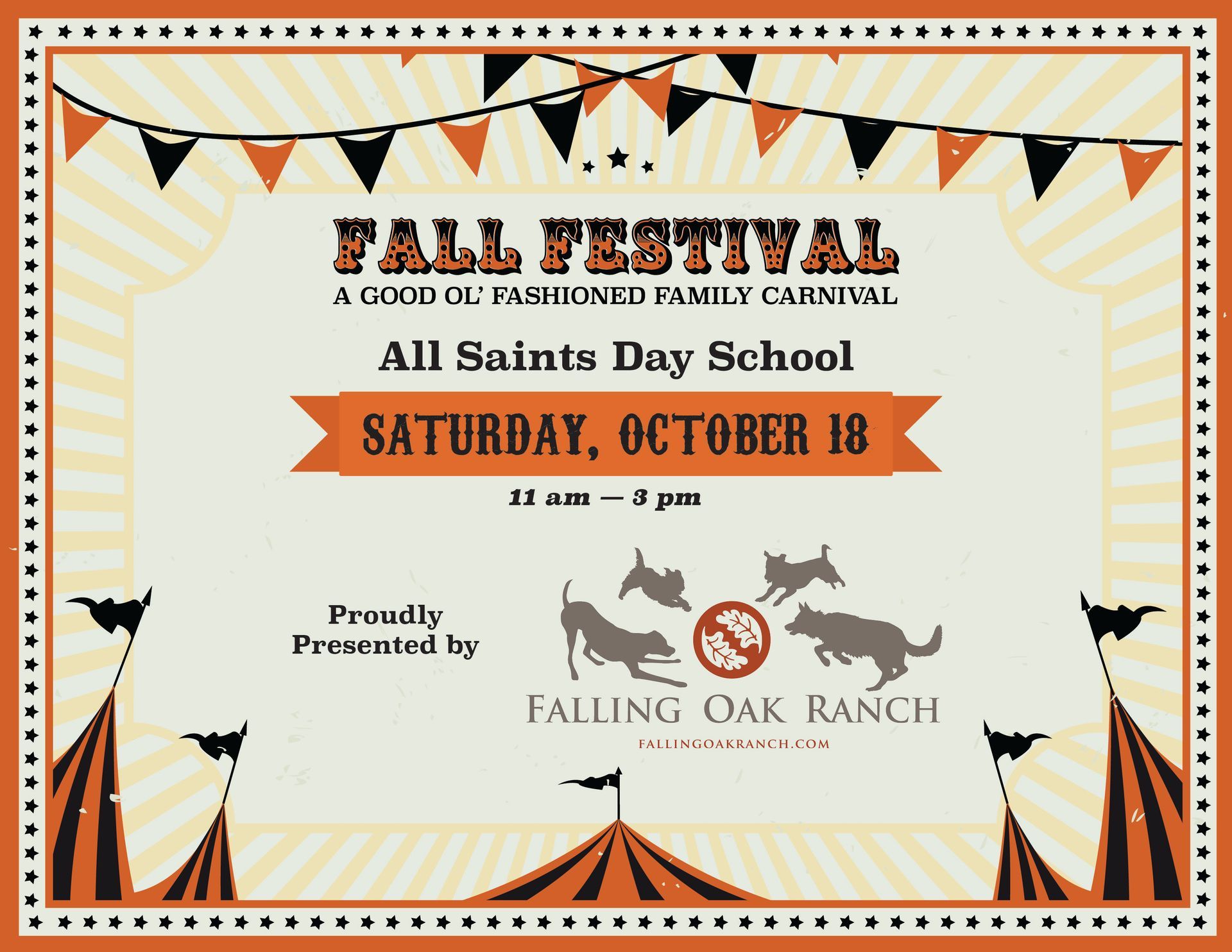 Fall Festival at All Saints Day School on Saturday, October 18, from 11 am to 3 pm, presented by Falling Oak Ranch.