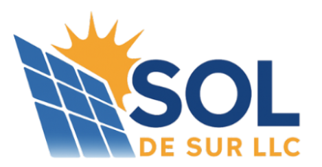 The logo for sol de sur llc shows a sun and solar panels