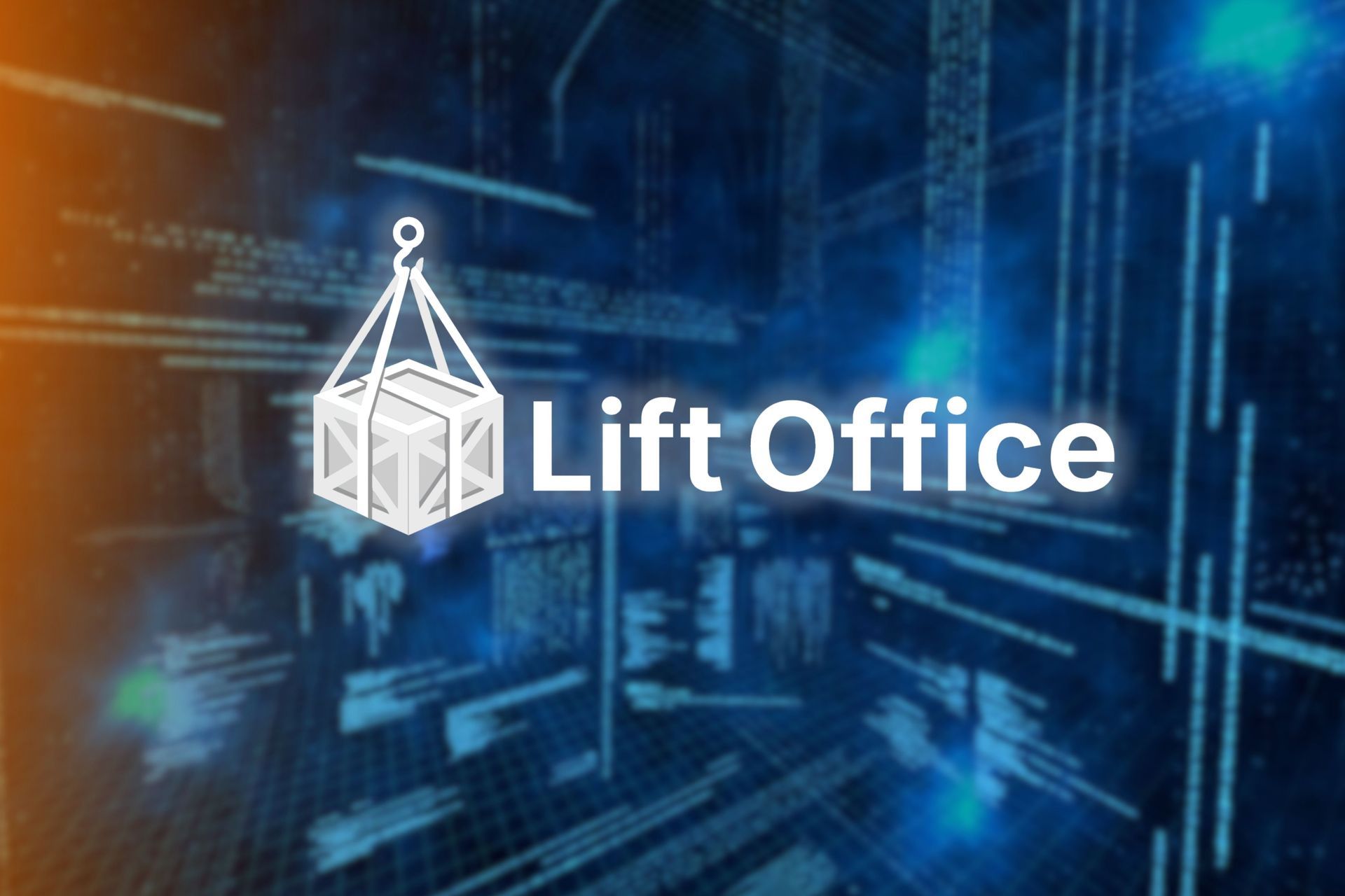 Lift Office logo over a blue digital office background