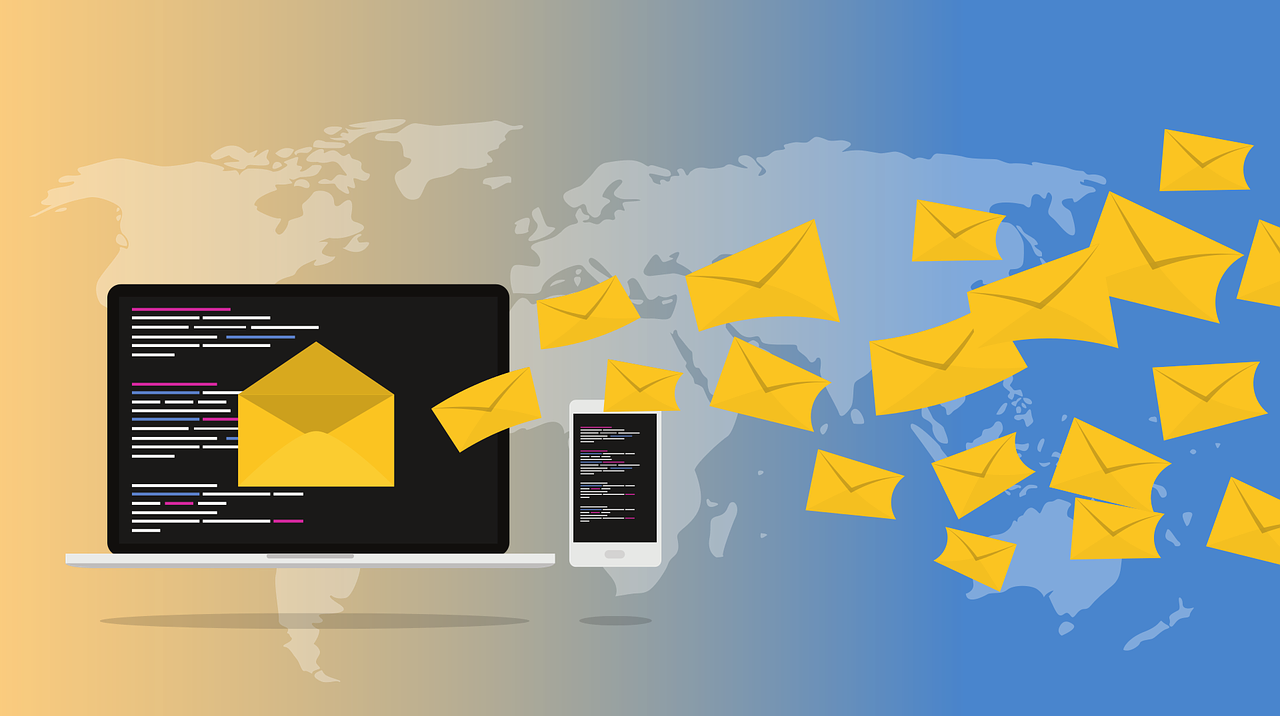 Marketing channels illustrated through digital messages reaching a global audience.