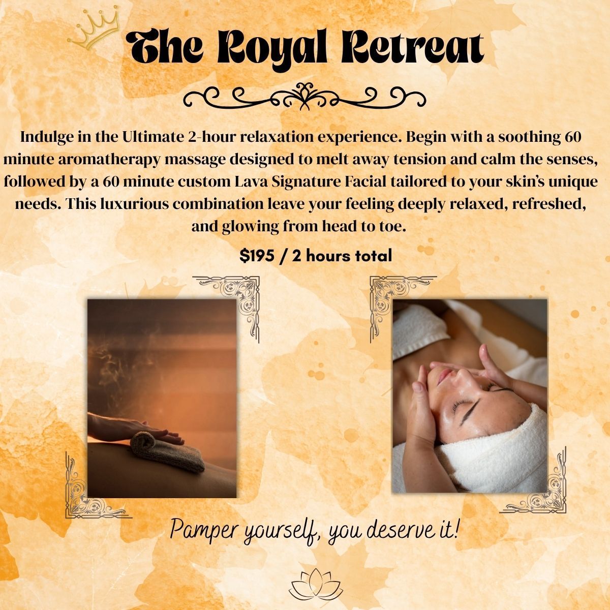 Spa flyer for “Cool Off Facial” with peach background, palm leaves, and facial treatment photo
