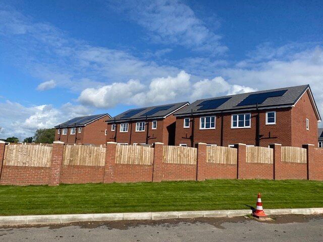 A new development of houses with solar panels on the roofs