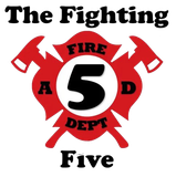The Fighting Five fire department logo with red crossed axes and a large black 5
