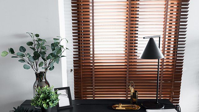 Fauxwood Blinds — Mansfield, TX — A+ Blinds Window blinds installed in a home in Dallas, TX