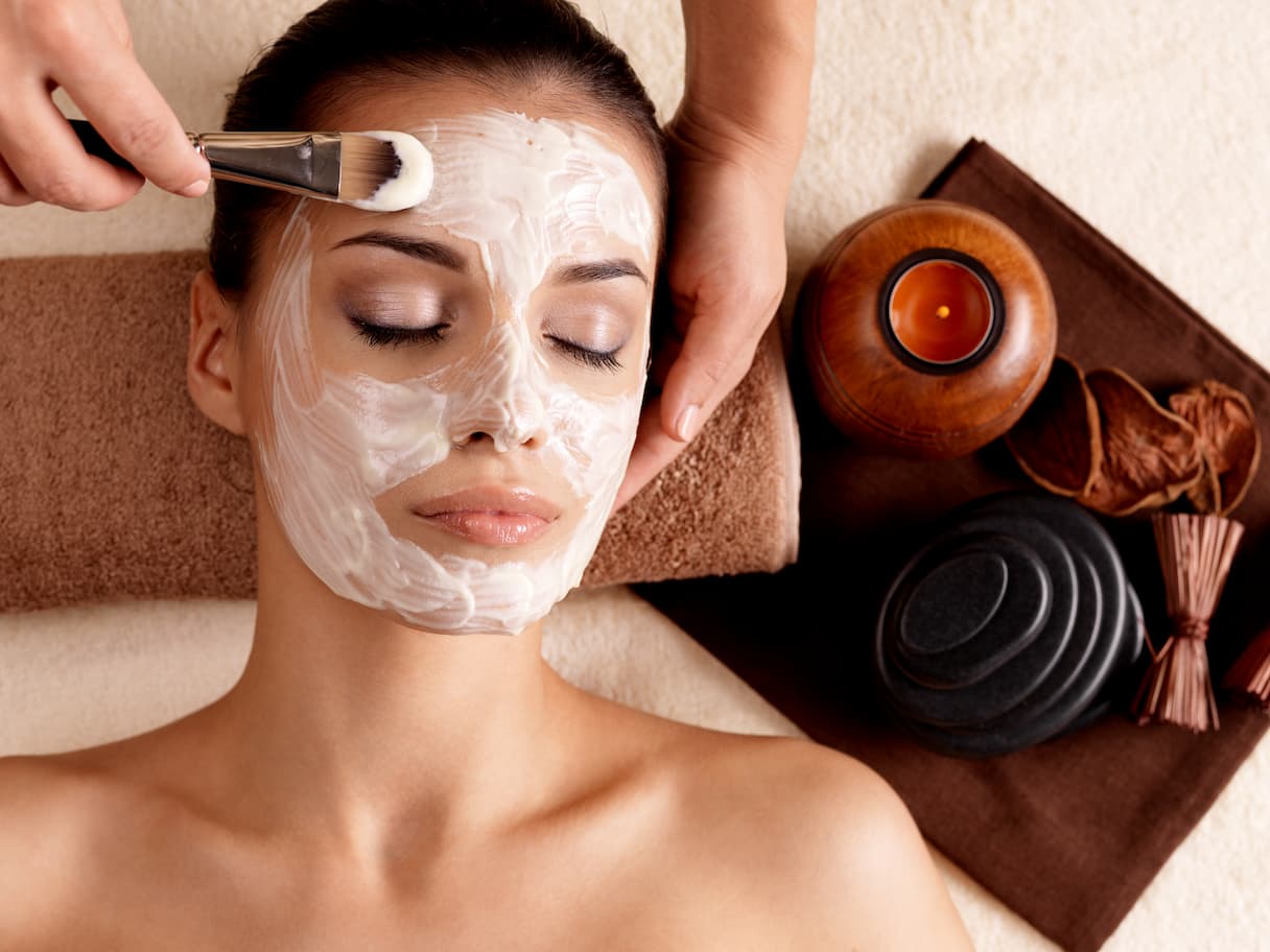 Lady Getting a Facial Mask Treatment — VR Mobile Beauty Therapy In Oxenford QLD