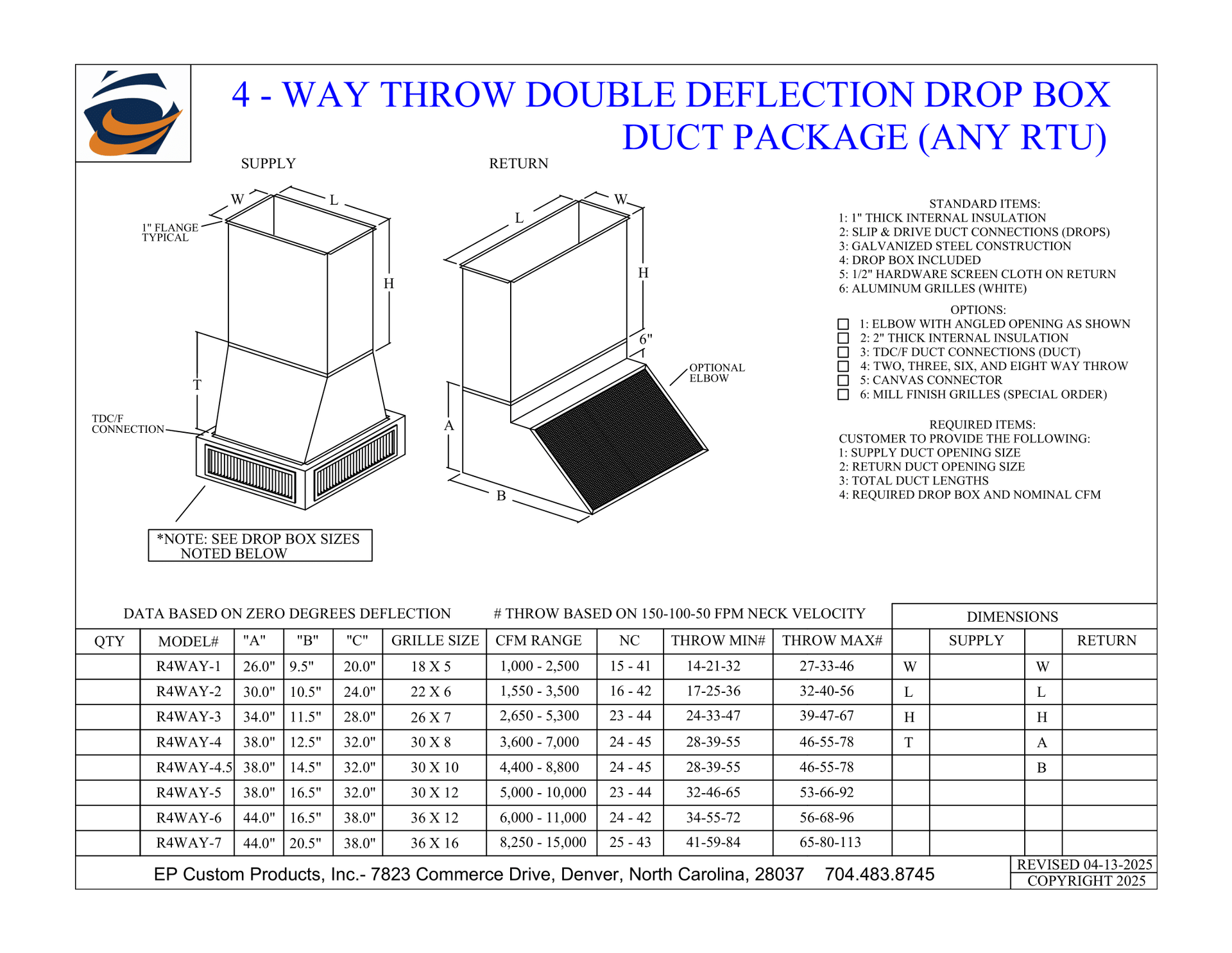 Double Deflection Drop Boxes | USA | EP Custom Products