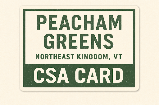 Green and cream rectangular CSA card,