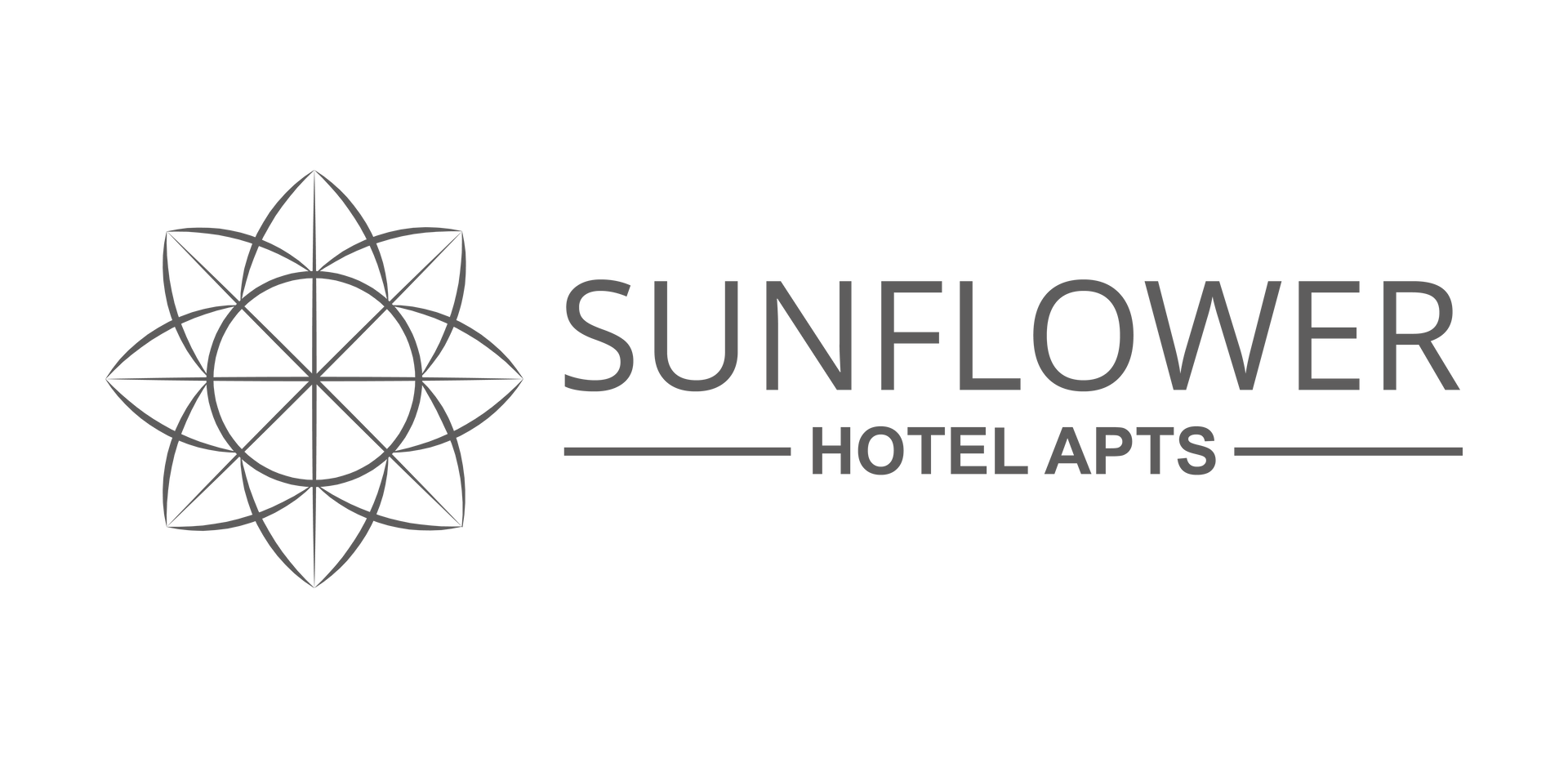 A black and white logo for sunflower hotel apartments.
