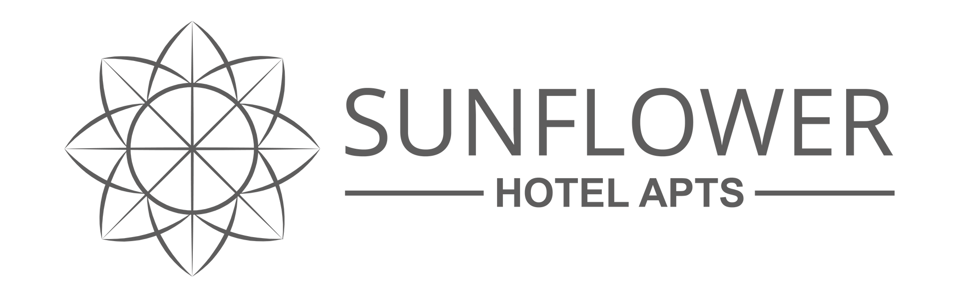 A black and white logo for sunflower hotel apartments.