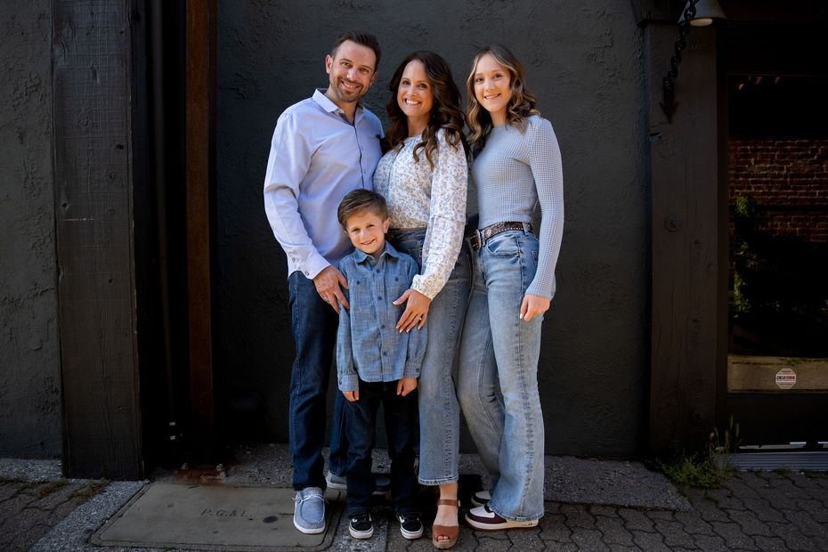Erin and her family in downtown Grass Valley, CA