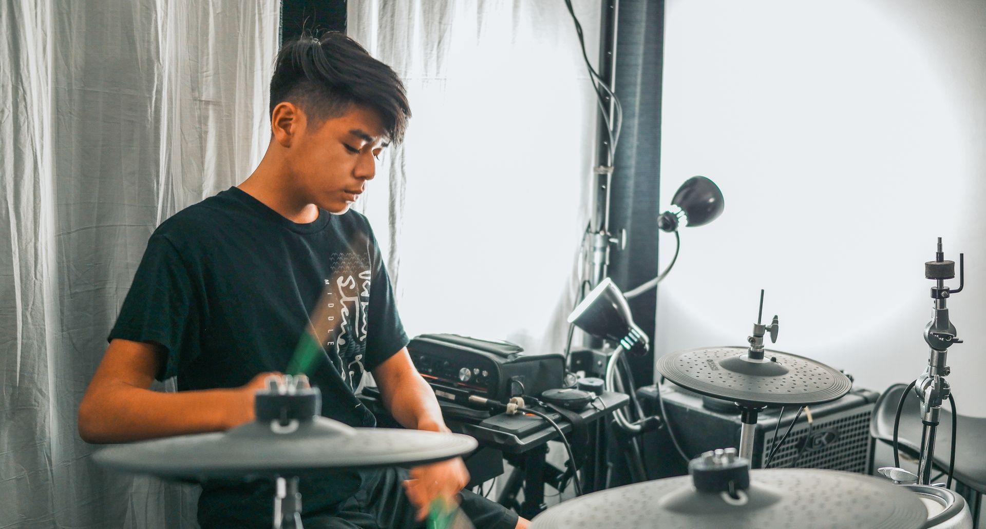 Boy Playing Drums — Pearl City, HI — Hawaii Musicworks — Aiea — Kapolei — Ewa Beach — Honolulu — Wahiawa — Waipahu — Mililani