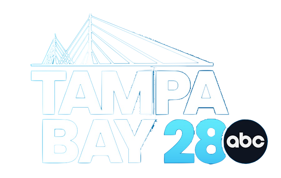 Tampa Bay 28 ABC logo with a stylized bridge in teal and white, and a black ABC circle.