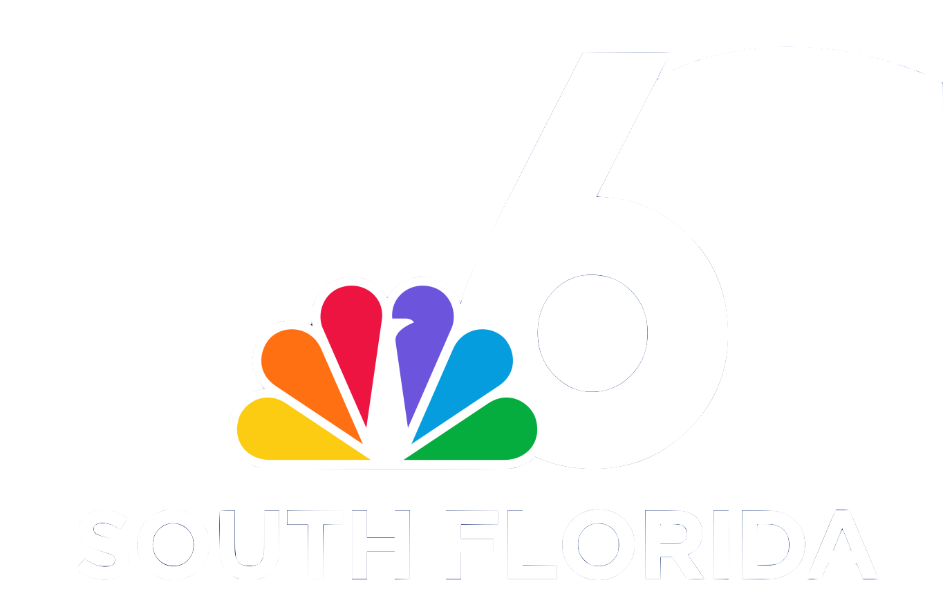 Logo for NBC 6 South Florida: colorful peacock with the number 6 next to it, and the words "South Florida" below.