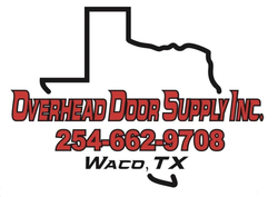 Overhead Door Supply Inc. logo with Texas outline, red phone number 254-662-9708, Waco, TX