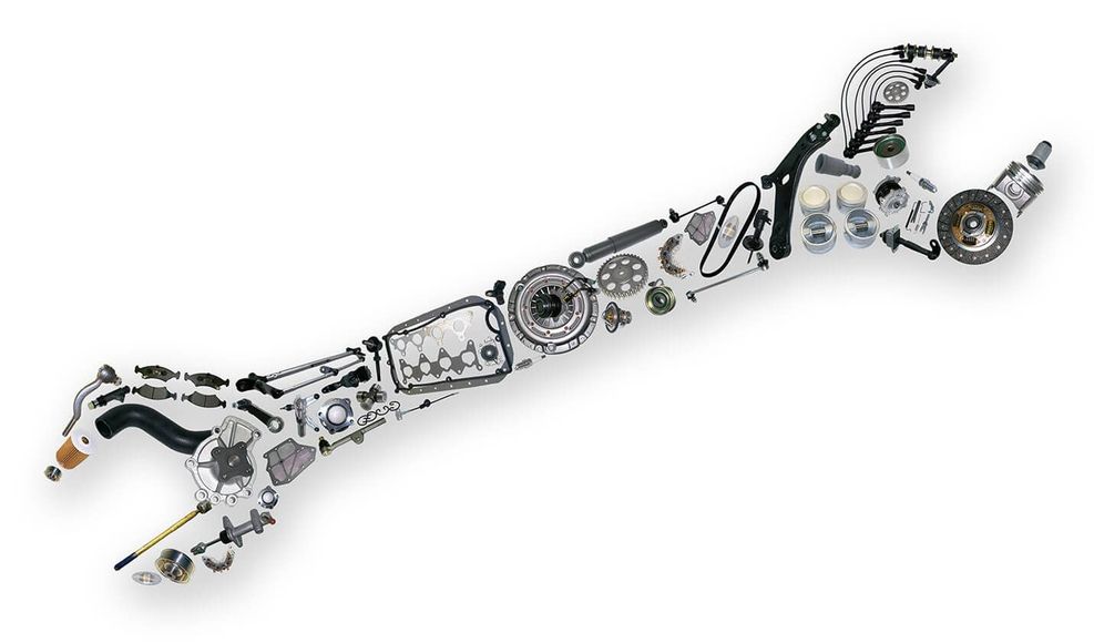 A wrench made out of parts on a white background