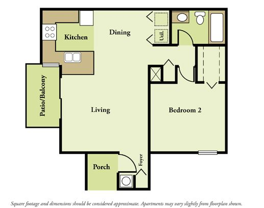 Floor plan of a small house with kitchen, dining, living, bedroom, pantry, porch, and bath areas.