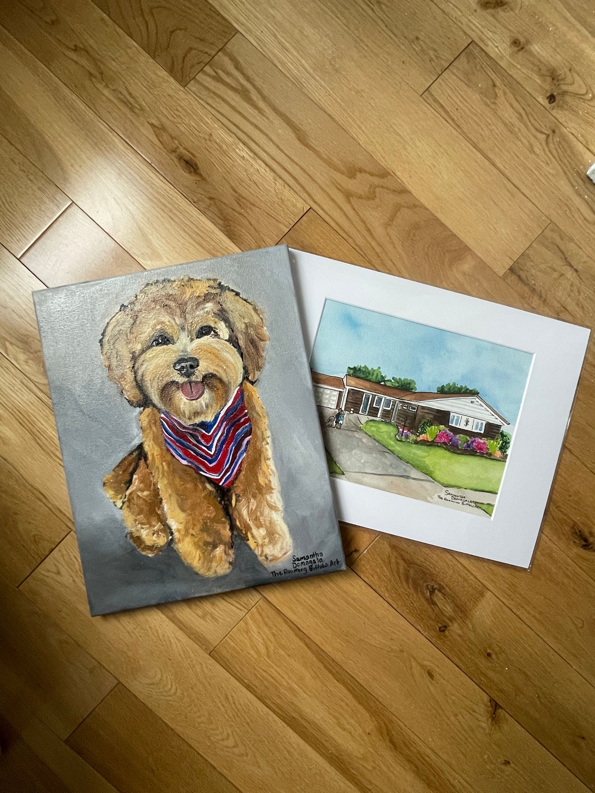 Oil Pet Portrait and Watercolor Portrait