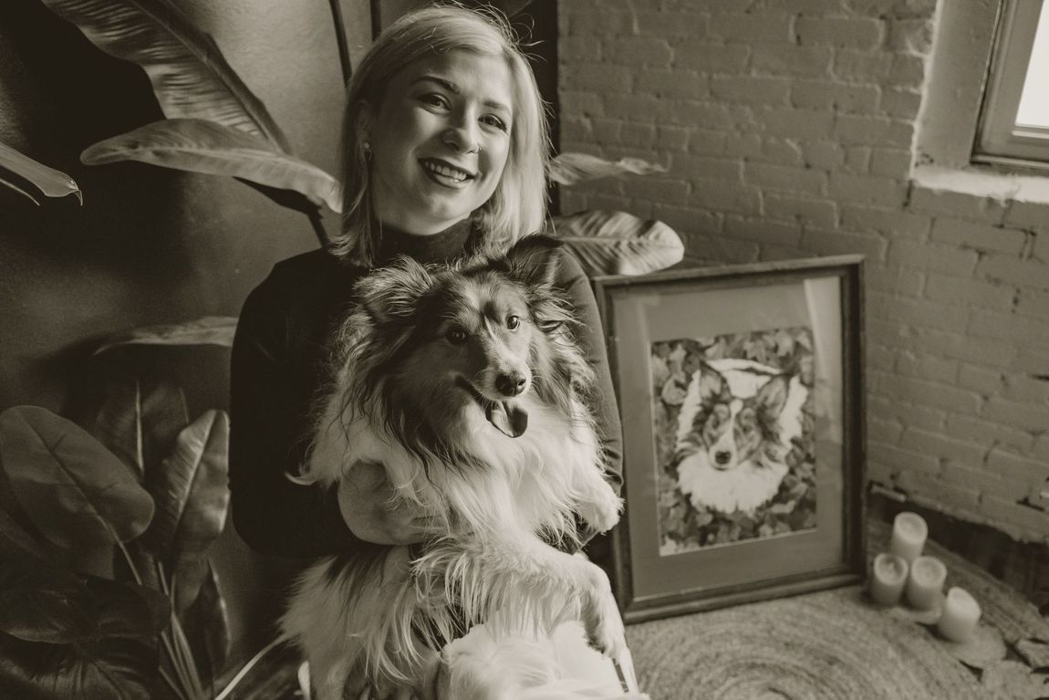 Artist, Samantha Domagala and Dog Angie