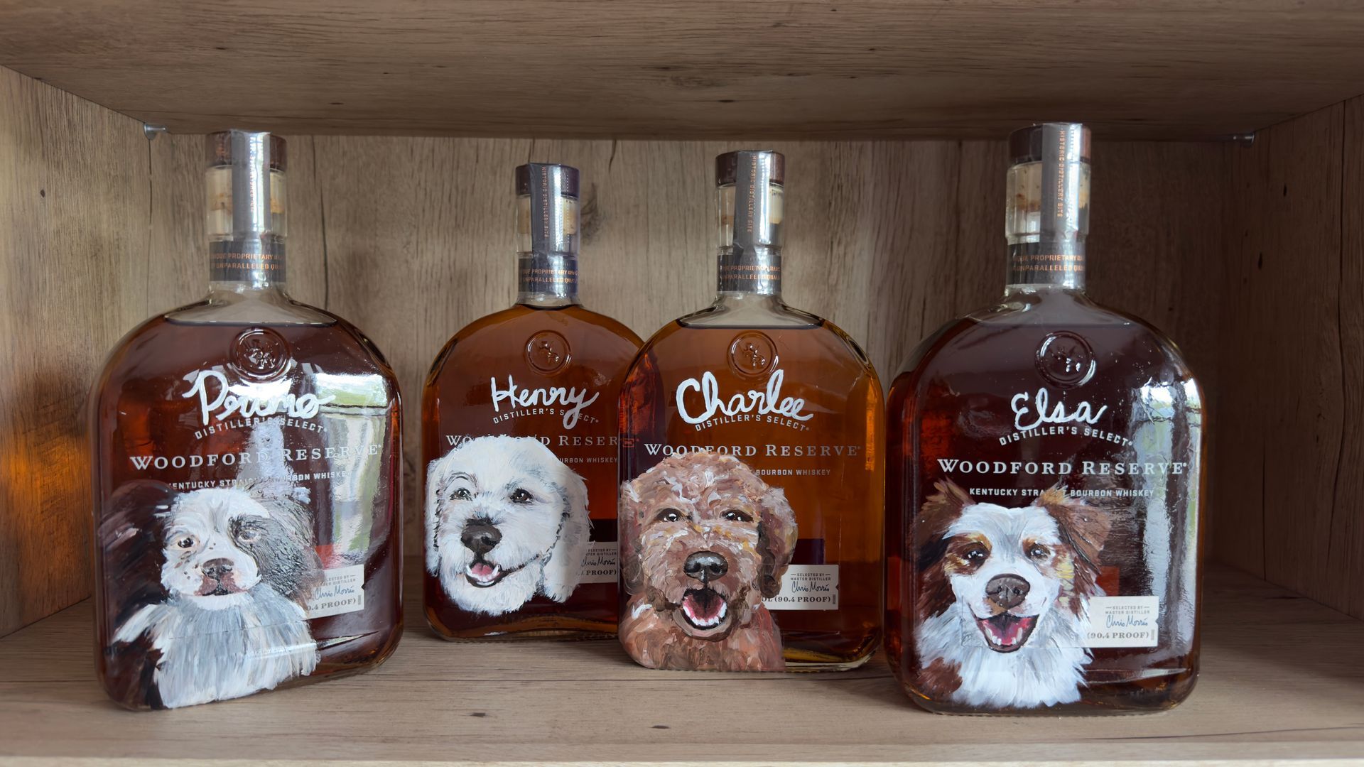 Pet Portraits on Burbon Bottles