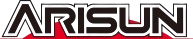 The word arisun is written in black and white on a red background.