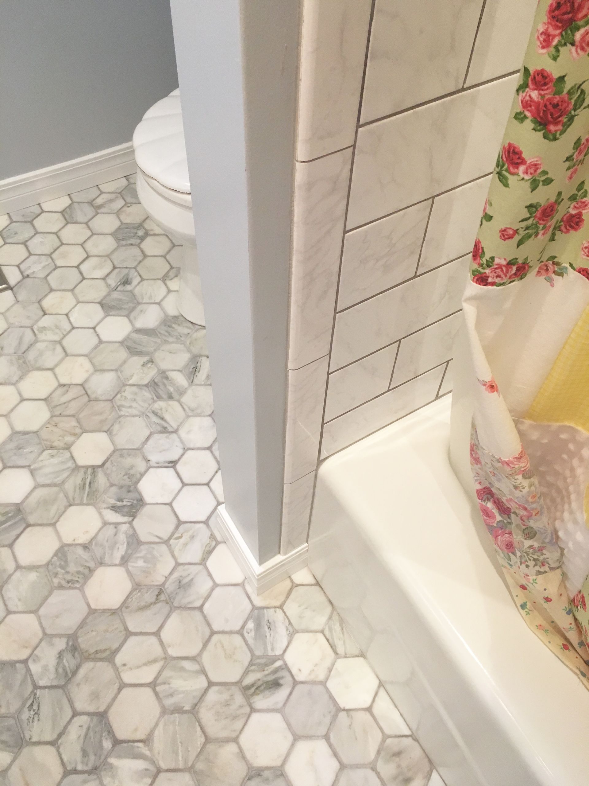 Broken Arrow Bathroom Remodel Quartz Countertop Custom Cabinets Marble Floor Tile