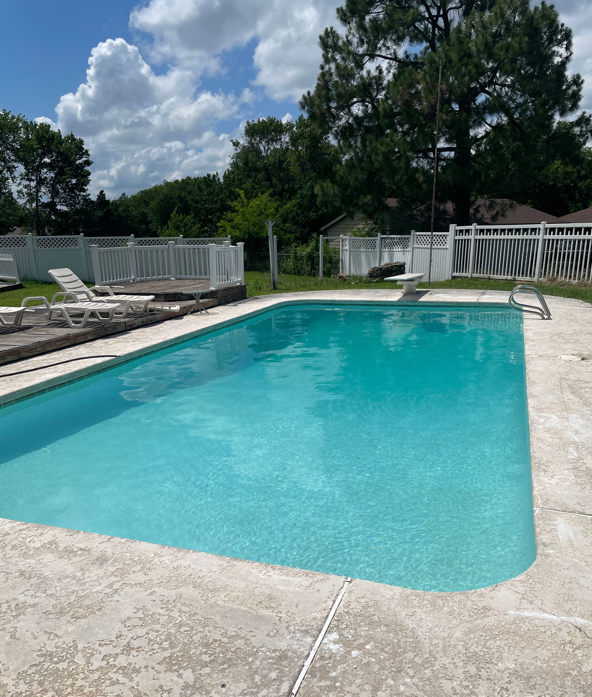 Tulsa Pool Remodel Replaster Retile with White Plaster