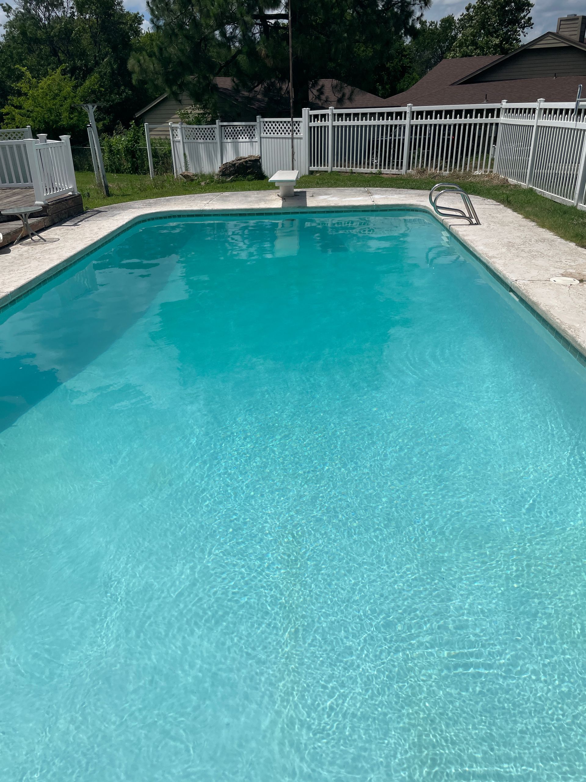 Tulsa Pool Remodel Replaster Retile with White Plaster