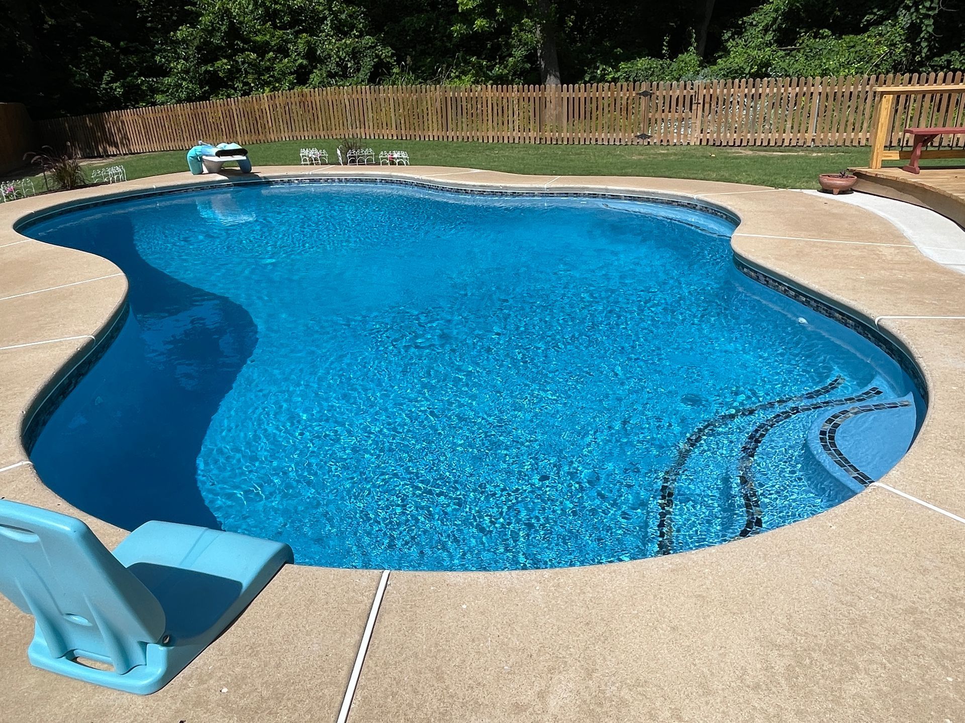 Broken Arrow Pool Remodel Replaster Retile with Marquis Magic in Azure Blue