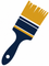 Blue paint brush covering a white house, indicating painting services.