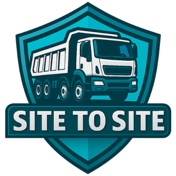 Teal shield logo with a dump truck and the words &ldquo;SITE TO SITE&rdquo;