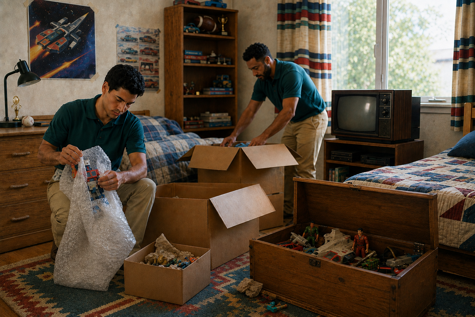 Back in Time Ventures team carrying a TV out of a South Florida home during a cleanout service